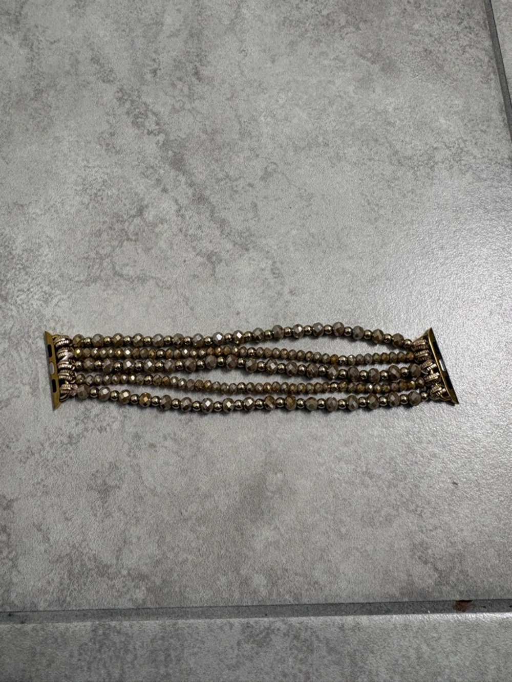 Multi-Row Metallic Beaded Apple Watch Band - Gold Tone